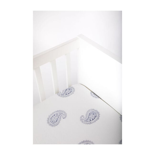 Block-Printed Cotton Fitted Crib Sheet, Fort - Crib Sheets - 1