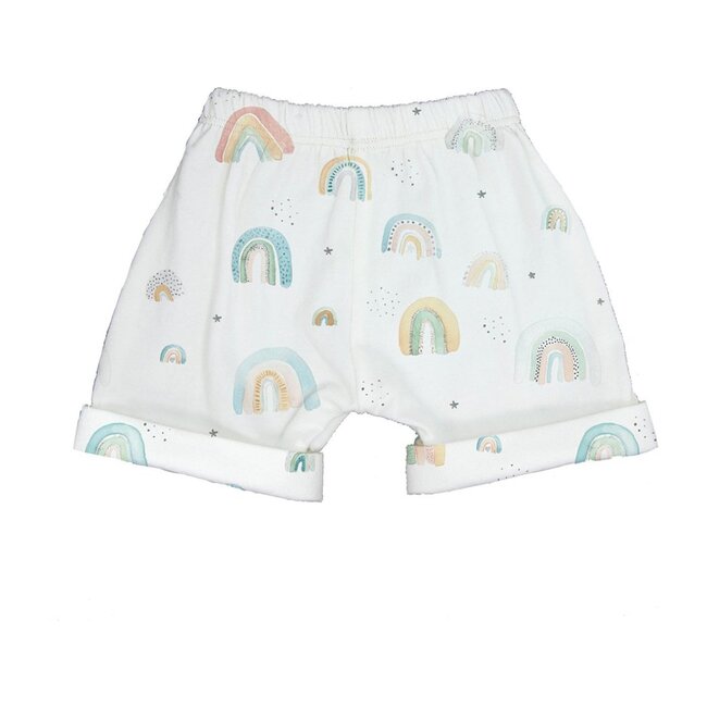 Rainbow Print Shorts, Cream