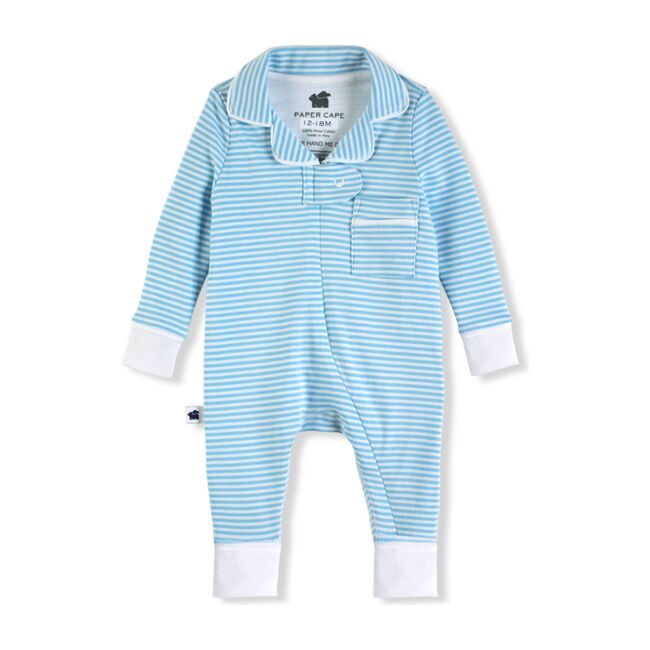 Classic Footless Pajama Onesie, Blue Stripe