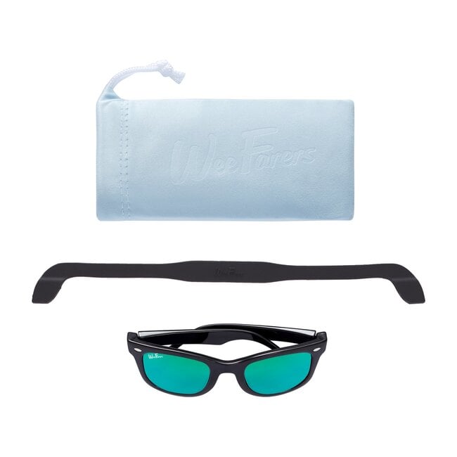 Polarized Sunglasses, Black with Sea Green