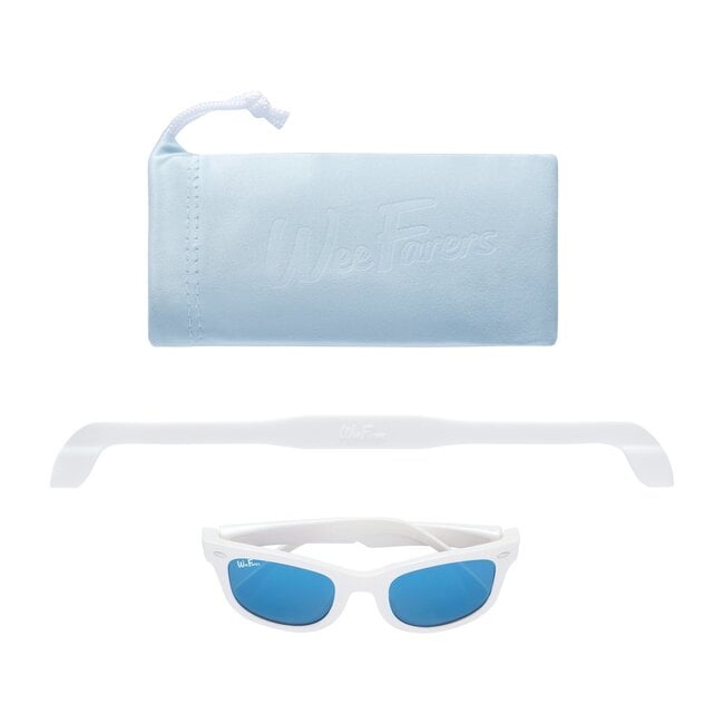 Polarized Sunglasses, White with Sky Blue