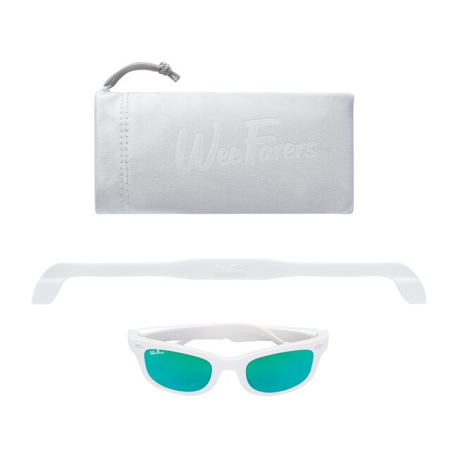 Polarized Sunglasses, White with Sea Green
