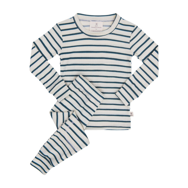Merino Wool Long Johns, Baltic Stripe
