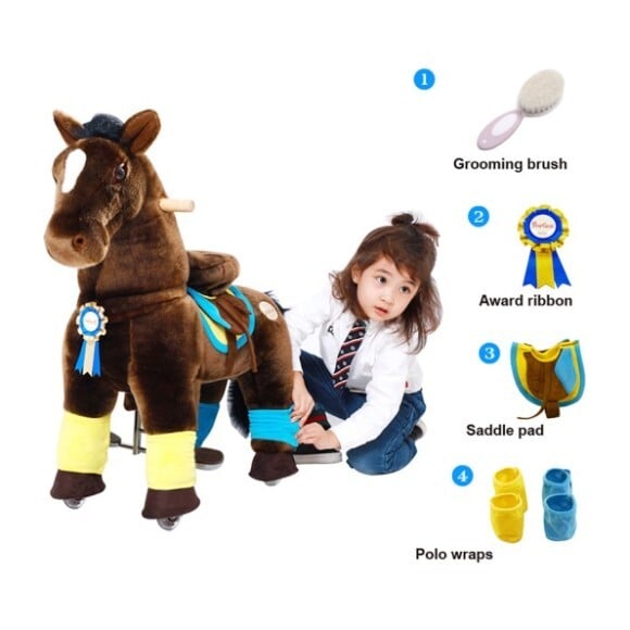 Chocolate Brown Horse with Accessories, Medium