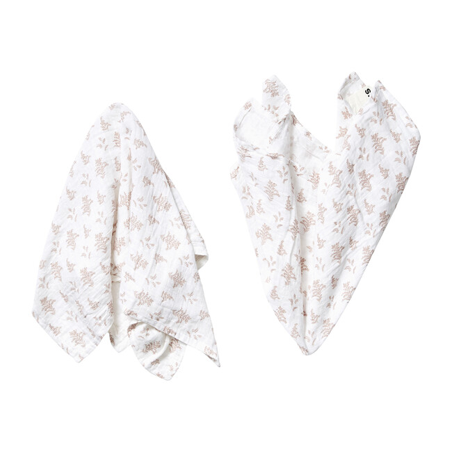 Set of 2 Burp Cloths, Mauve Goldenrod