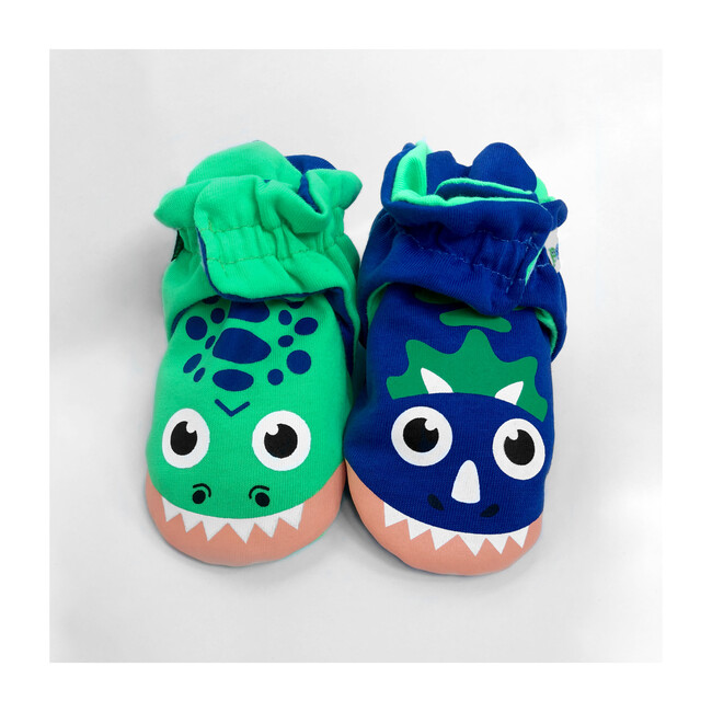 T-Rex & Triceratops Dinosaurs, Mismatched Baby Booties