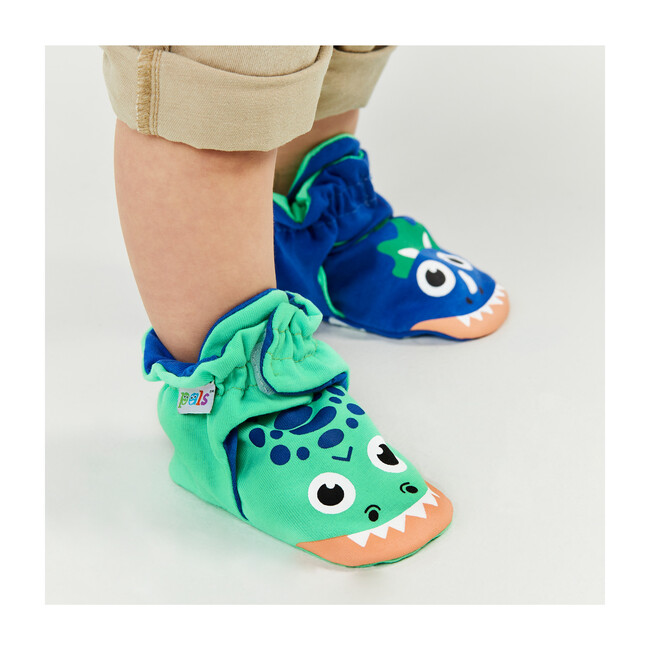 T-Rex & Triceratops Dinosaurs, Mismatched Baby Booties