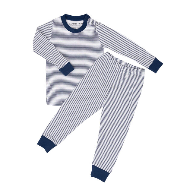 Navy Blue Stripe Two Piece Pajama