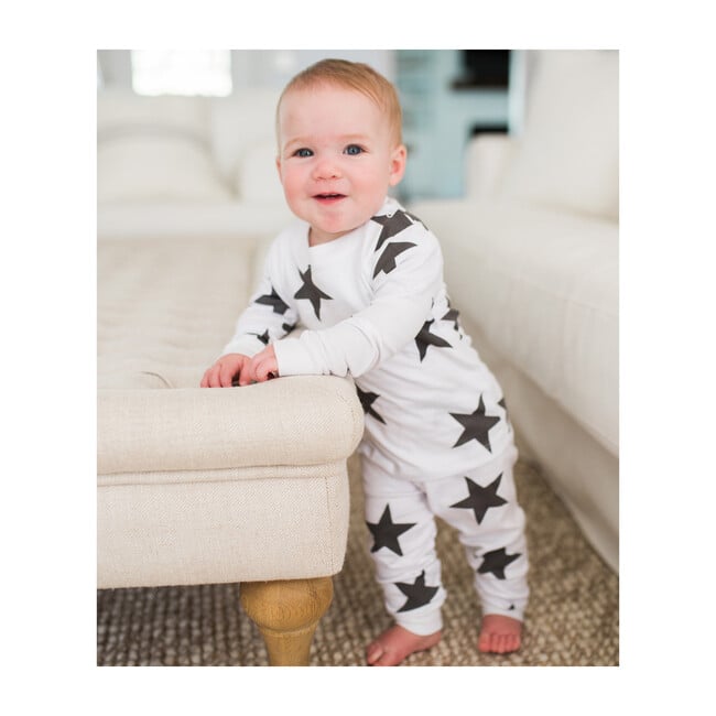 Black Bold Star Two Piece Pajama Set