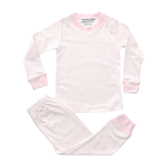 Classic Striped Pajamas, Pink - Pajamas - 1