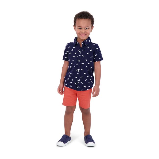 Shark Button Down Set, Navy