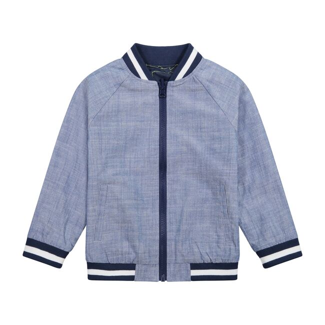 Reversible Shark Bomber, Chambray Sharks