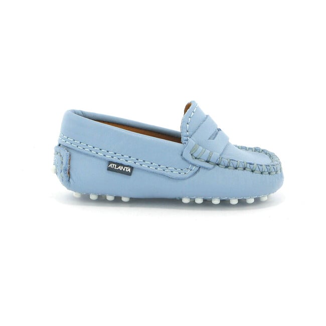 Baby Penny Mocassin in Smooth Leather, Sky Blue - Slip Ons - 1