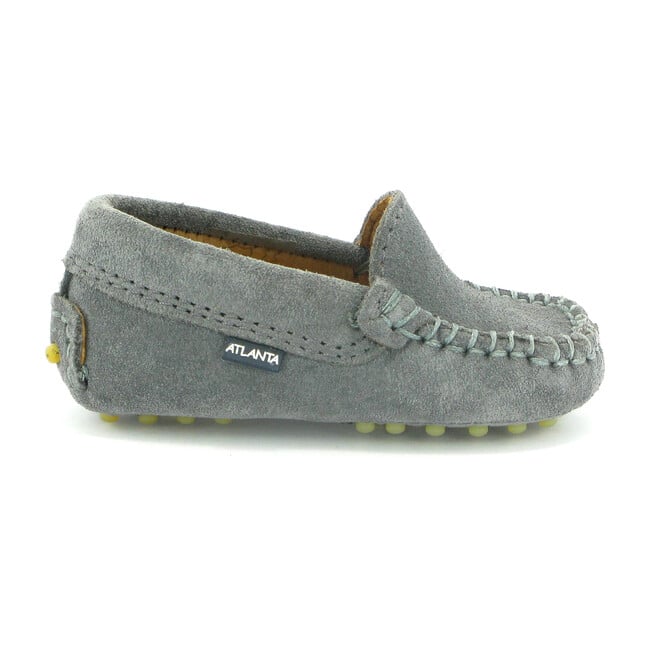Toddler Plain Vamp Moccasin in Suede Leather, Light Grey