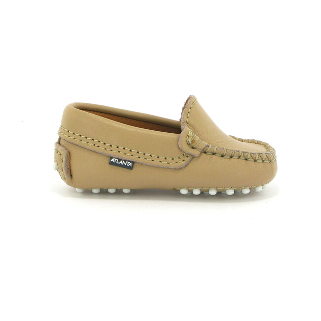 Baby Plain Vamp Moccasin in Smooth Leather, Beige