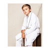 White Flannel Robe with Navy Piping - Robes - 4