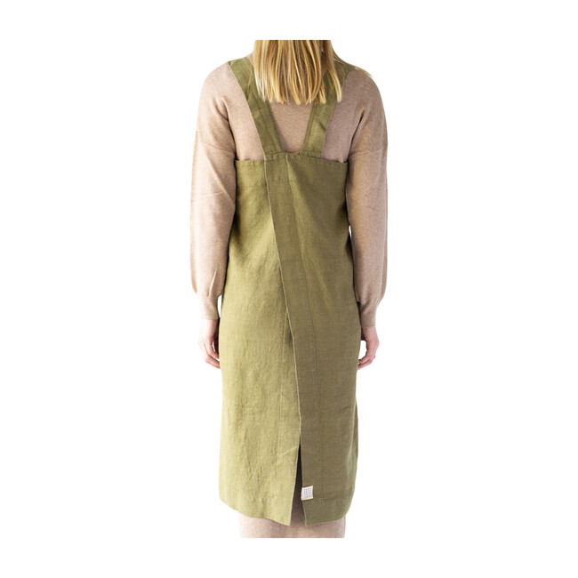 Adult Linen Pinafore Apron, Martini Olive