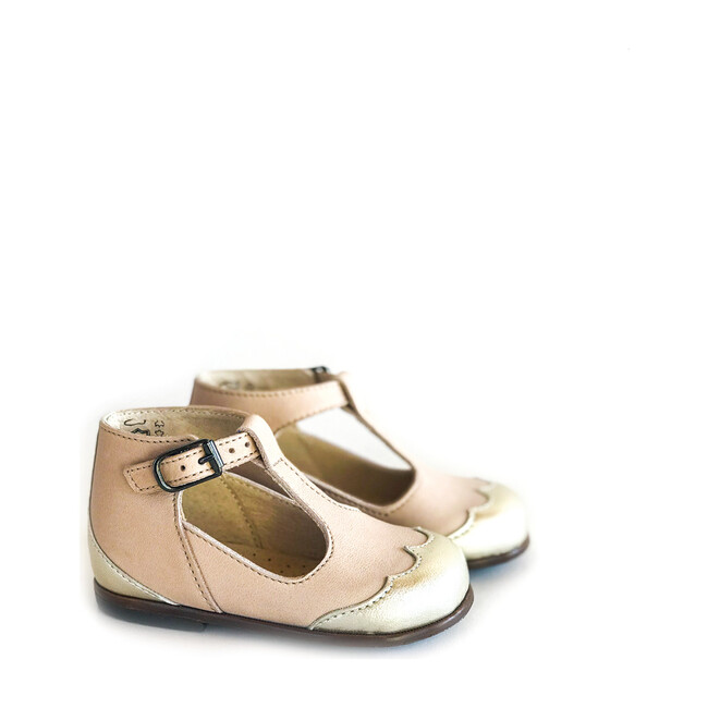Dione T-Strap, Nude with Metal
