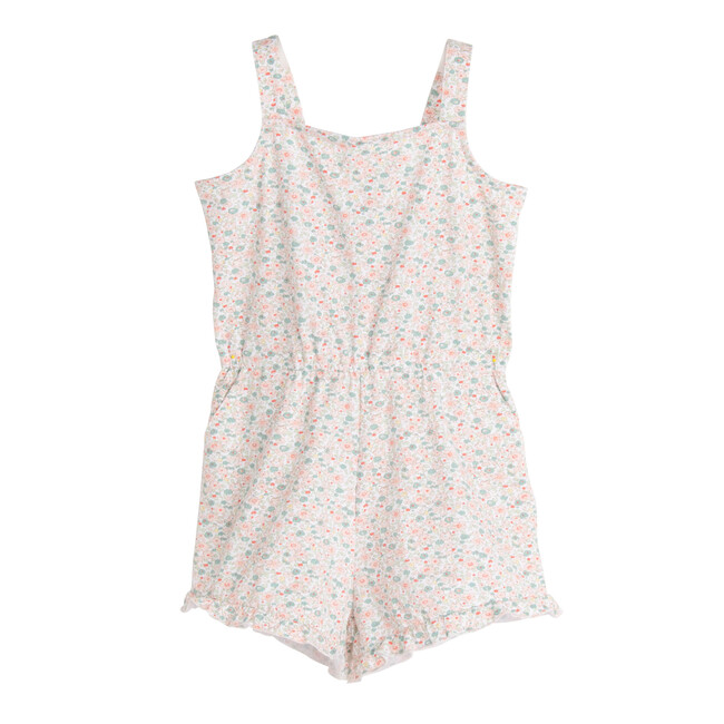 Lauren Jersey Romper, White Ditsy Flower