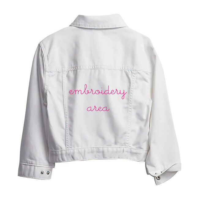 Baby Back Embroidery Denim Jacket, White