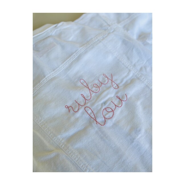 Baby Back Embroidery Denim Jacket, White