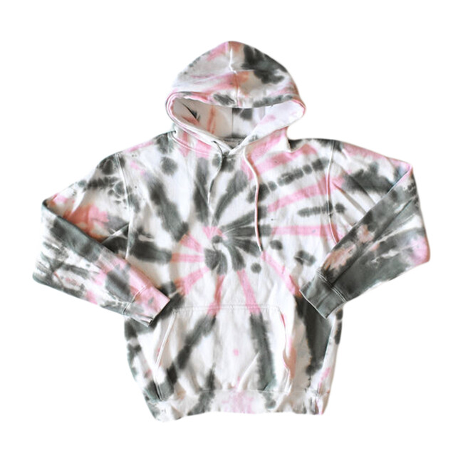 Adult Tie Dye Hoodie, Pink & Olive - Sweatshirts - 1