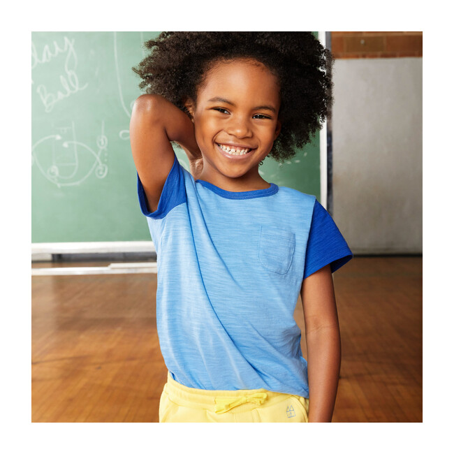 Mo Colorblock Tee, Blue Tonal
