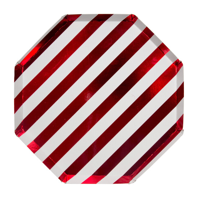 Shiny Red Stripe Dinner Plates - Party - 1
