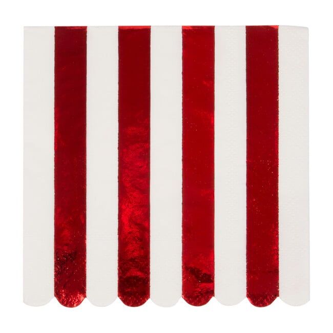 Shiny Red Stripe Napkins, Small - Party - 1