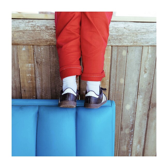 The Knee Patch Overalls, Red Denim