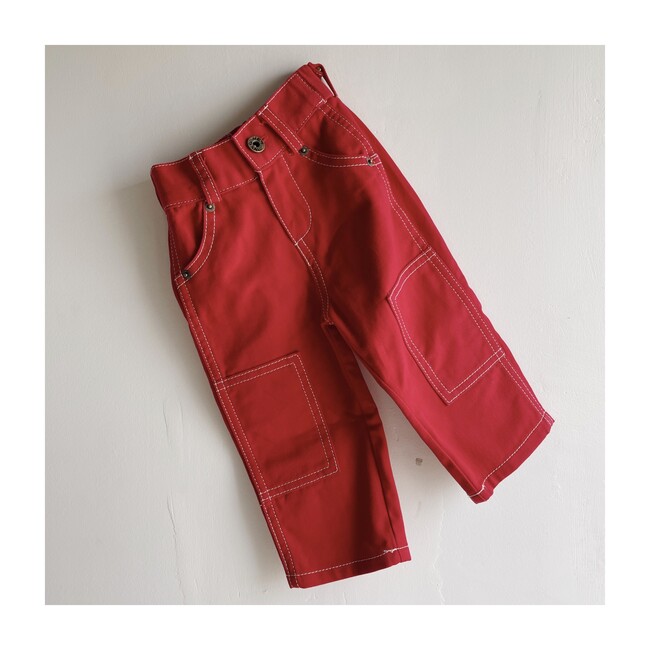 The Knee Patch Jeans, Red Denim