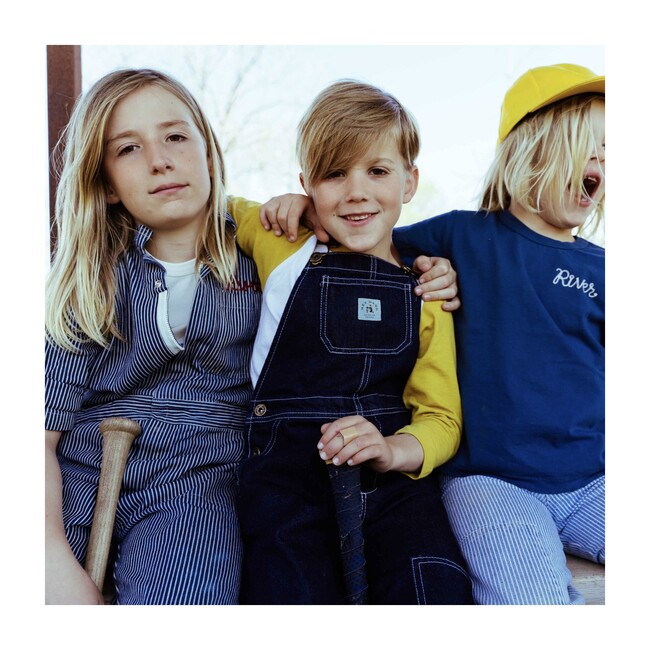 The Knee Patch Overalls, Dark Denim