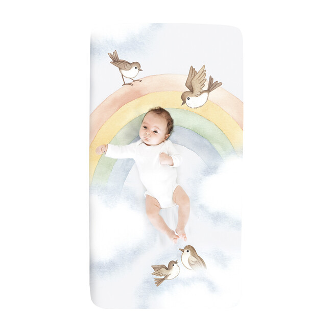 Rainbow and Birds Standard Crib Sheet - Crib Sheets - 1