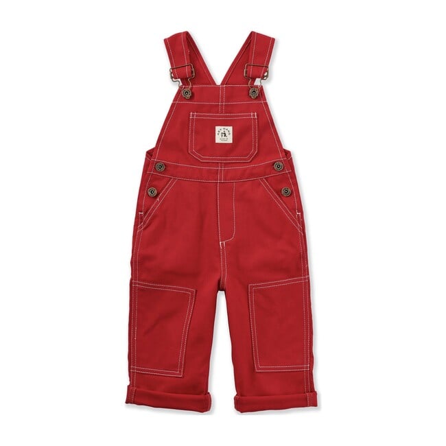 The Knee Patch Overalls, Red Denim