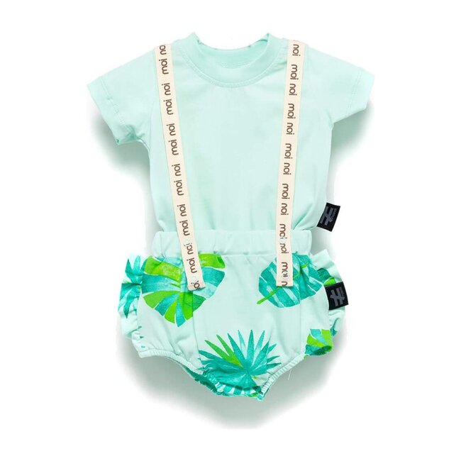 Logo Tape Romper, Mint