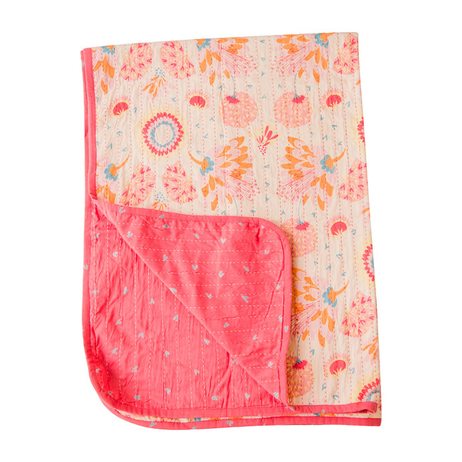Toddler Quilt, Pink Kantha