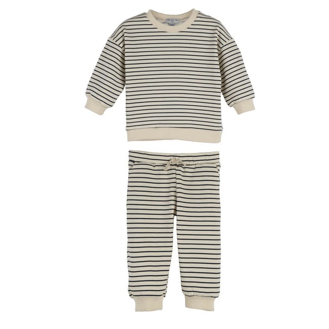 Baby Jones Sweat Set, Cream and Navy Stripe