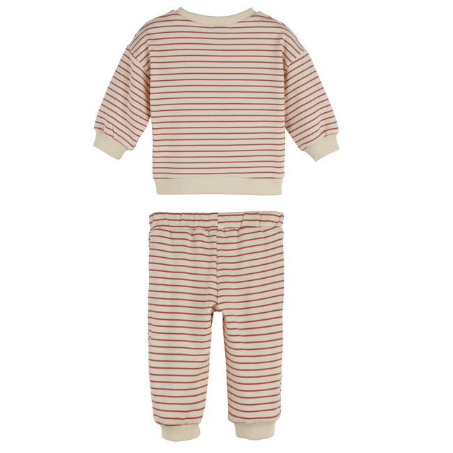 Jones Sweat Set, Cream and Dusty Red Stripe