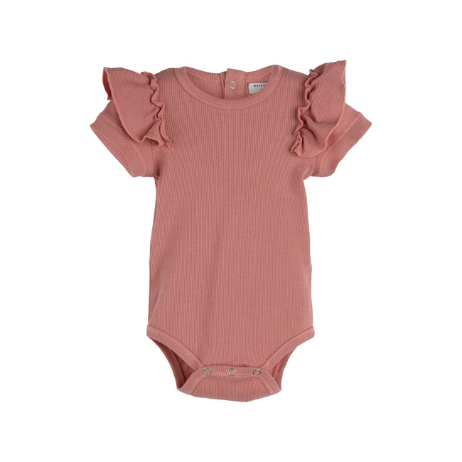 Eden Ruffle Shoulder Bodysuit, Deep Dusty Rose