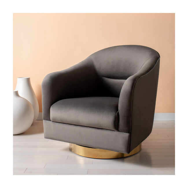 Madelyn Barrel Chair, Dark Grey/Gold - Nursery Chairs - 2