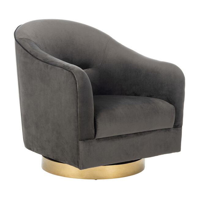 Madelyn Barrel Chair, Dark Grey/Gold - Nursery Chairs - 3