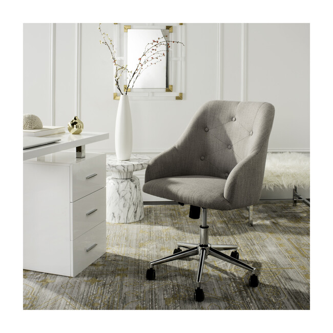 Evelynn Tufted Swivel Chair, Grey