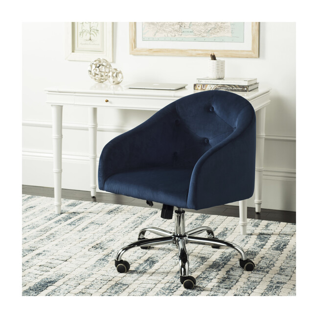 Amy Tufted Swivel Office Chair, Navy