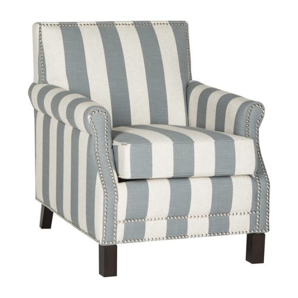 Easton Striped Club Chair, Grey/White