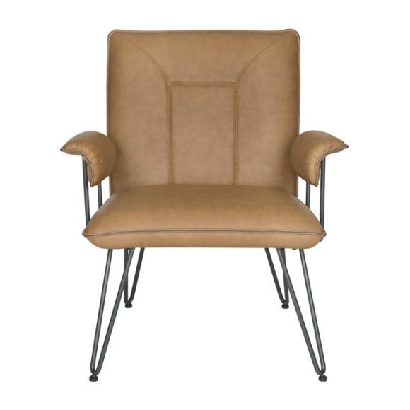 Johannes Mid-Century Modern Leather Arm Chair, Cognac