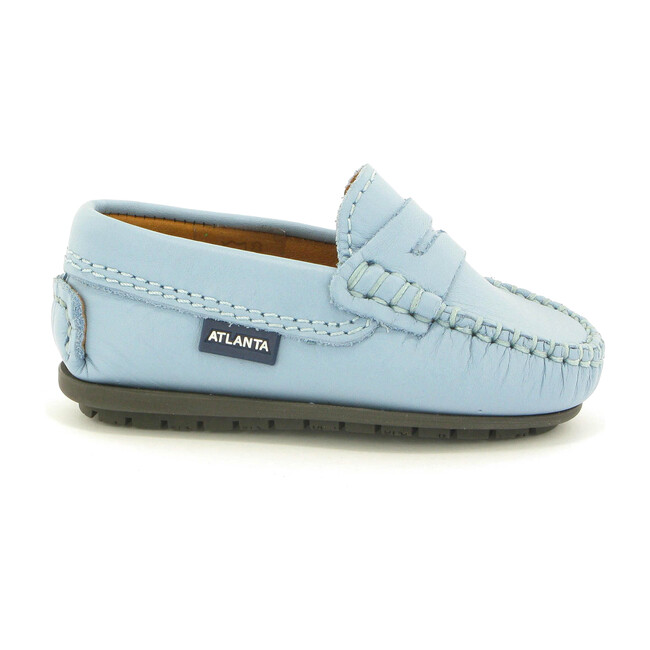 Toddler Penny Moccasins in Smooth Leather, Sky Blue