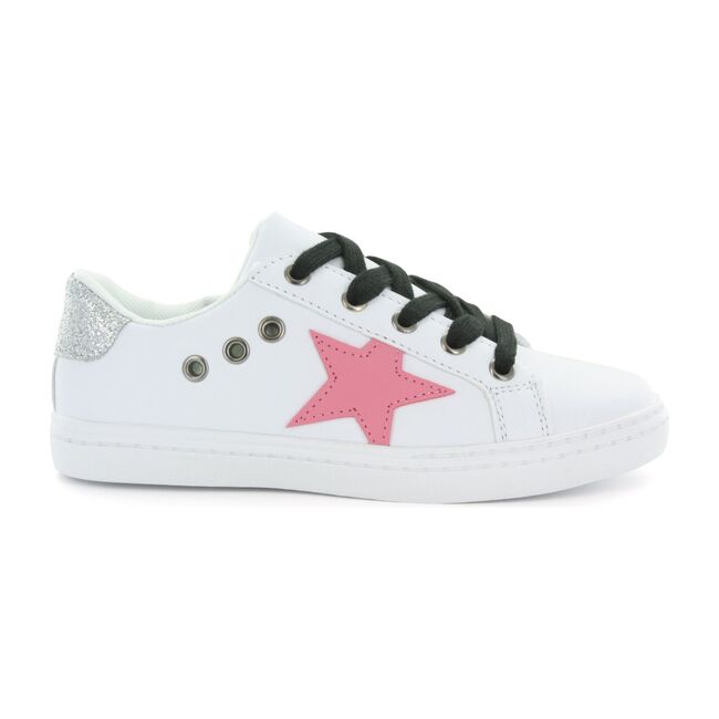 Mia Star Lace Sneaker, White & Pink - Hoo Shoes Shoes | Maisonette