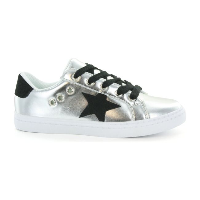 Mia Star Lace Sneaker, Silver & Black