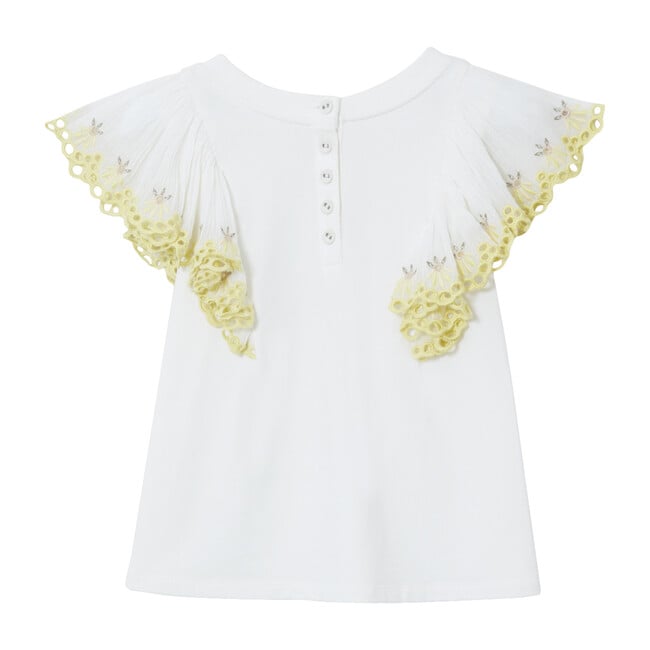 Anne Flare Sleeve Embroidery T-Shirt, White