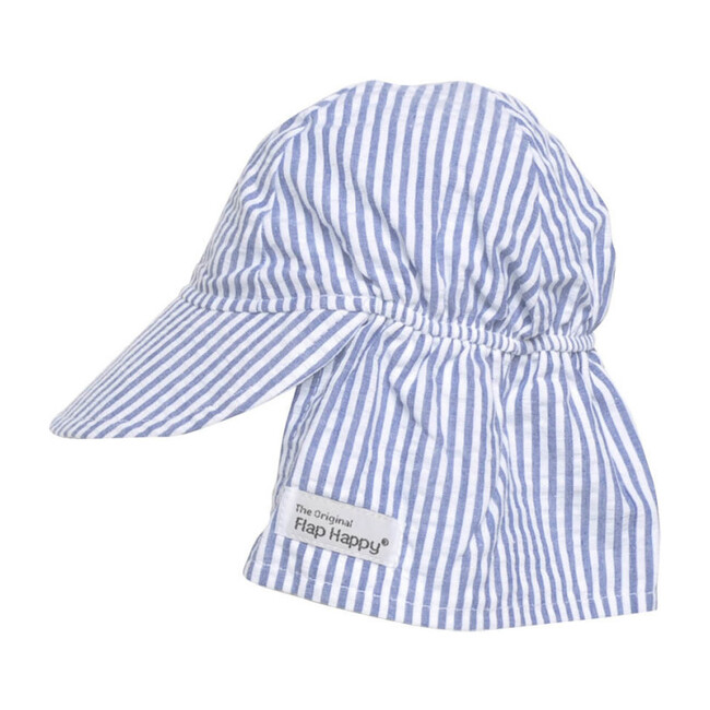 UPF 50+ Original Flap hat, Chambray Stripe Seersucker - Hats - 1